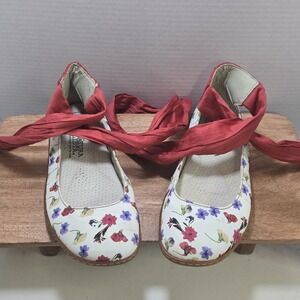 El Naturalista Floral Ballet Flats Wrap Ankle Tie Comfort Shoes Women's EU 37 US